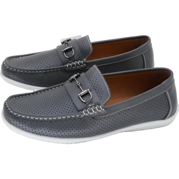 Aston Marc Perforated Driving Loafers Gray Slip-On Mens US 9.5M - Picture 2 of 6